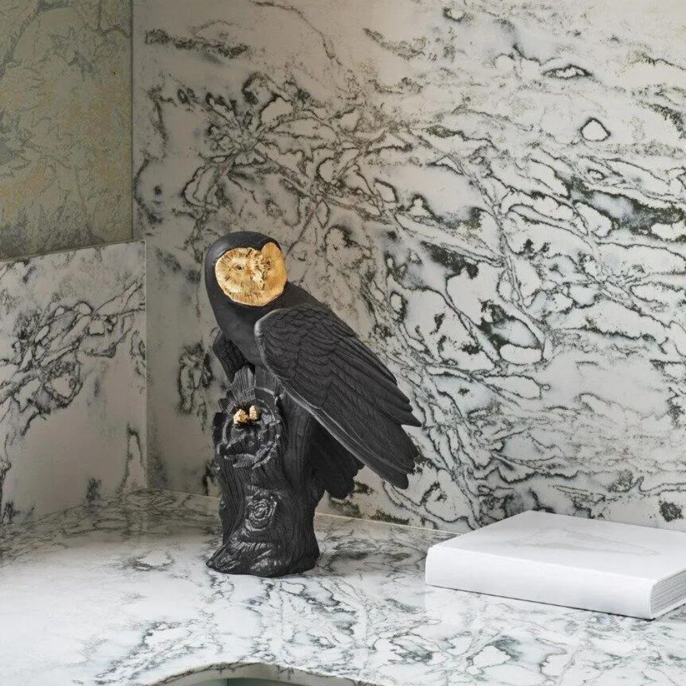 Sculptura din portelan, Owl Black-gold - Editie Limitata, Boldblack - LLADRO Sculptura din portelan, Owl Black-gold - Editie Limitata, Boldblack - LLADRO