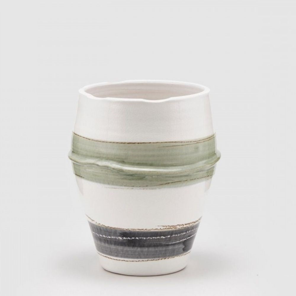 Vaza Fasce, alb-verde, 29 cm - SIMONA'S COLLECTION Vaza Fasce, alb-verde, 29 cm - SIMONA'S COLLECTION