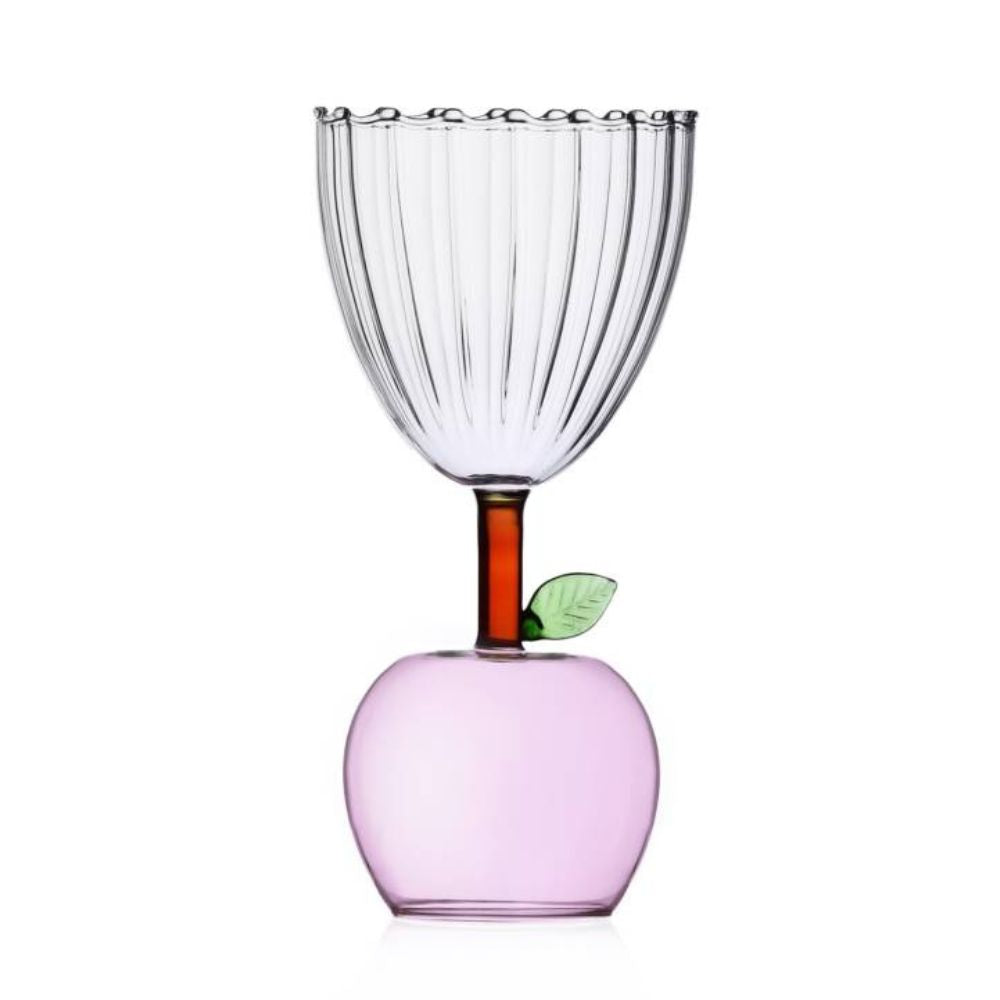 Pahar pentru vin, cu picior mar, pink, Fruits and Flower by Alessandra Baldereschi - ICHENDORF Pahar pentru vin, cu picior mar, pink, Fruits and Flower by Alessandra Baldereschi - ICHENDORF