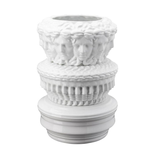 Vaza din portelan, 34 cm, Euphoria White Rotating - Editie Limitata - VERSACE