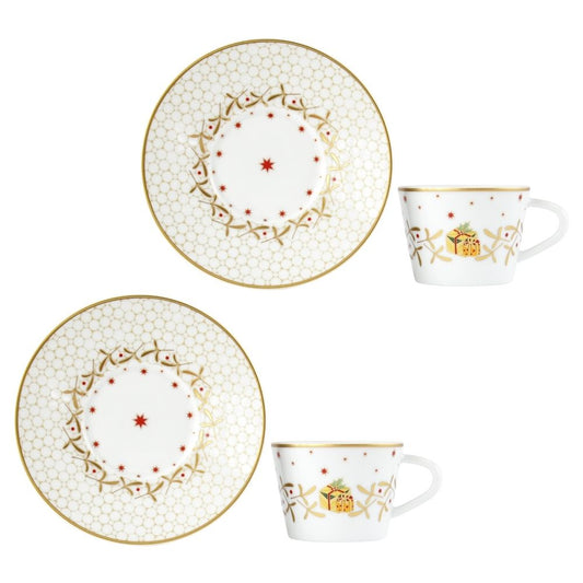 Set 2 cesti pentru espresso si farfurii, Noel Blanc - BERNARDAUD