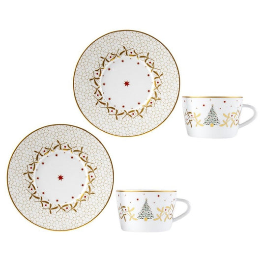 Set 2 cesti pentru ceai si farfurii, Noel Blanc - BERNARDAUD