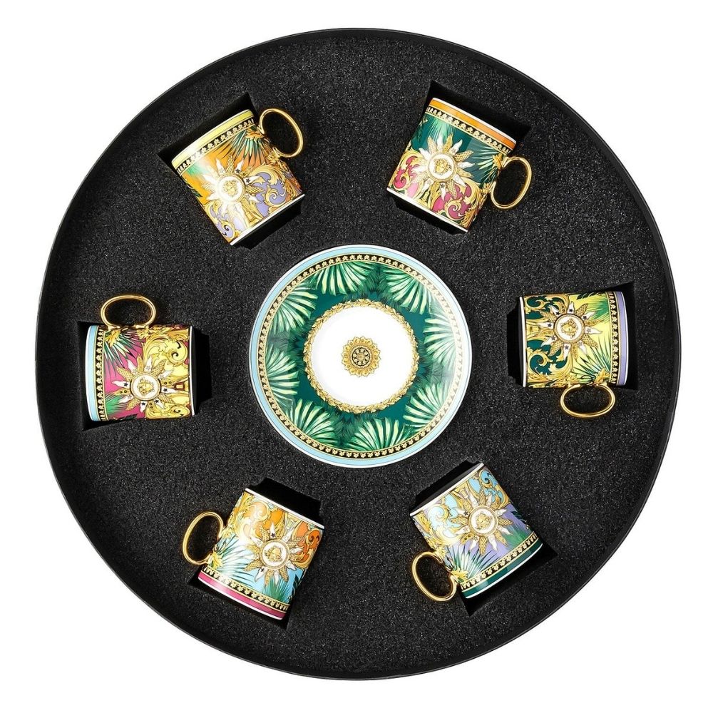 Ceasca pentru espresso si farfurie - set 6 buc, Jungle Animalier - VERSACE Ceasca pentru espresso si farfurie - set 6 buc, Jungle Animalier - VERSACE