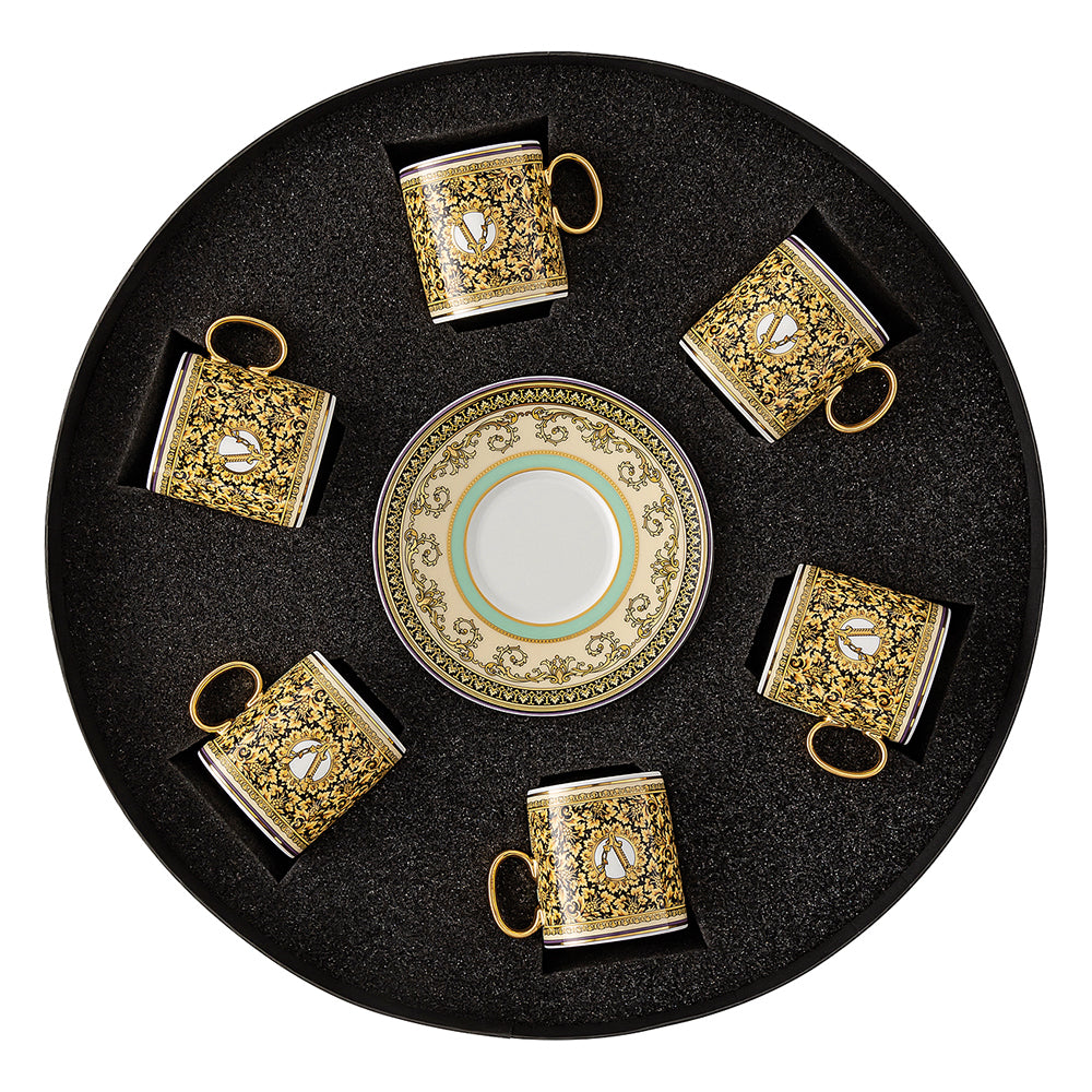 Set 6 cesti pentru espresso si farfurii, Barocco Mosaic - VERSACE Set 6 cesti pentru espresso si farfurii, Barocco Mosaic - VERSACE