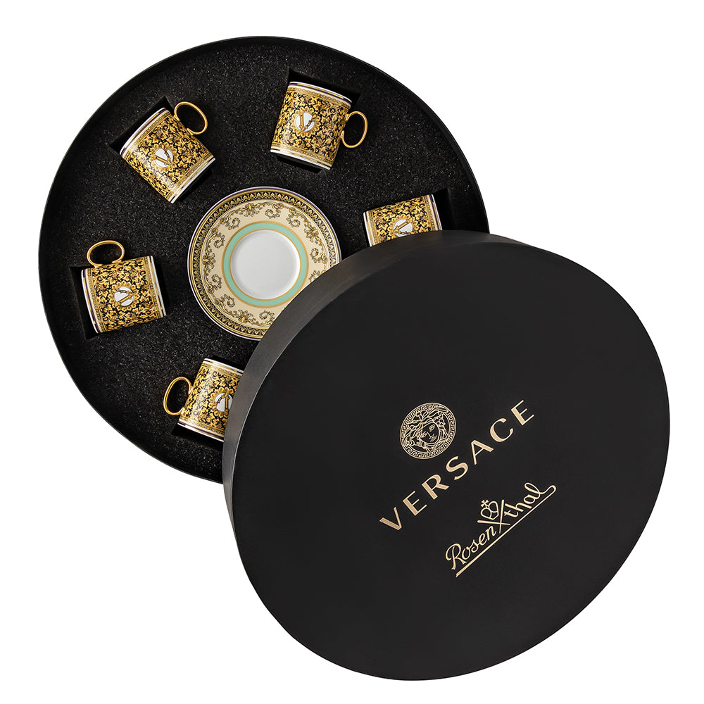 Set 6 cesti pentru espresso si farfurii, Barocco Mosaic - VERSACE Set 6 cesti pentru espresso si farfurii, Barocco Mosaic - VERSACE
