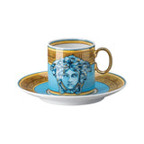Ceasca pentru espresso si farfurie, Medusa Amplified Blue Coin - VERSACE Ceasca pentru espresso si farfurie, Medusa Amplified Blue Coin - VERSACE