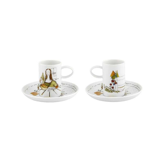 Set 2 cesti pentru espresso si farfurii, Da Vinci - VISTA ALEGRE