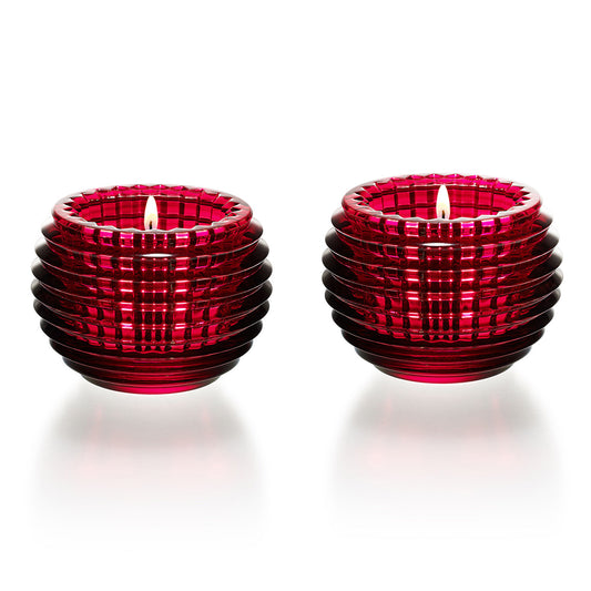 Set doua sfesnice rosii din cristal, Eye by Nicolas Triboulot - BACCARAT
