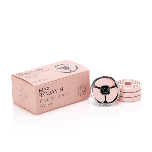 Aromatizator pentru masina cu 4 rezerve, French Linen Water, Car Fragrance - MAX BENJAMIN
