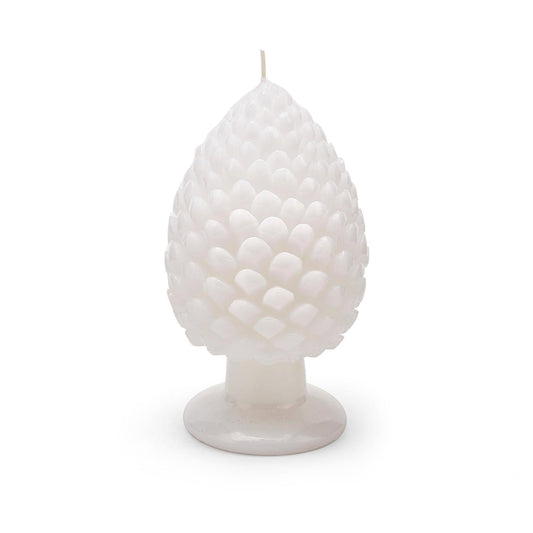Lumanare decorativa alba con de brad, 20 cm - SIMONA'S Specials