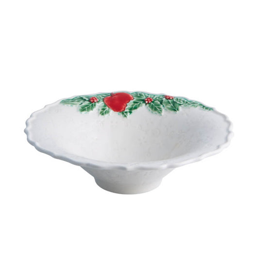 Bol alb, 20 cm, Coroa de Natal - BORDALLO PINHEIRO