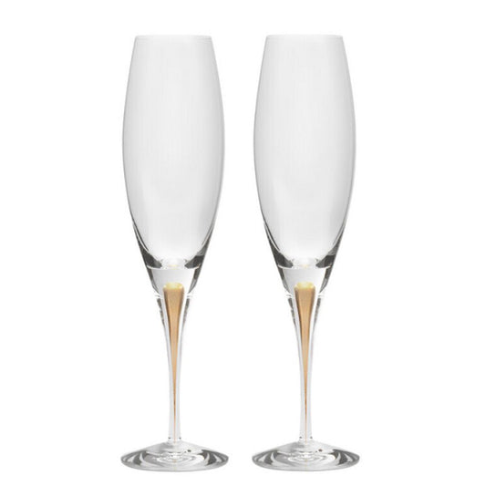 Set 2 pahare pentru sampanie, 260 ml, Intermezzo Gold by Erika Lagerbielke - ORREFORS
