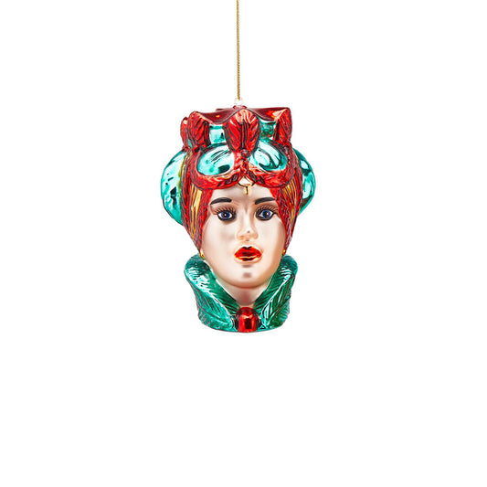 Glob din sticla Moor Sicily, turcoaz/rosu, 15 cm - SIMONA'S Christmas