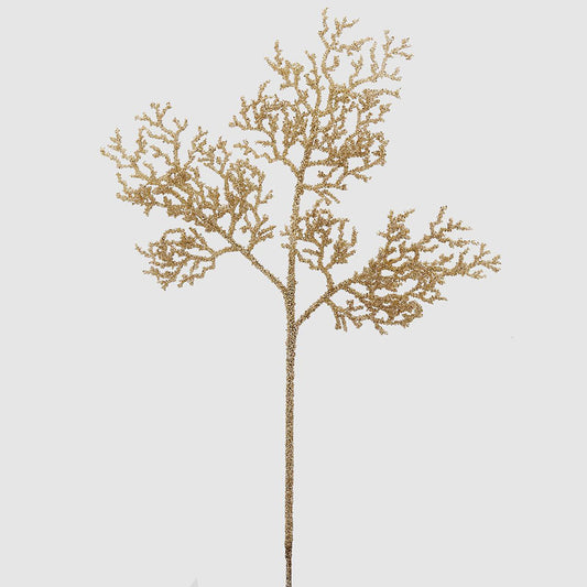Ramura decorativa Coral cu glitter, sampanie, 48 cm - SIMONA'S Christmas
