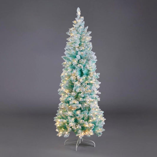 Brad artificial inzapezit Sugar, cu leduri, verde menta, 180 cm  - SIMONA'S CHRISTMAS