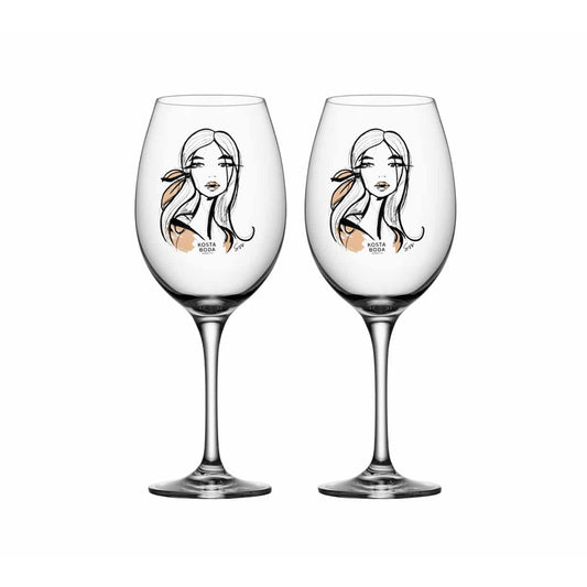 Set 2 pahare pentru vin Wait for Her, 520 ml, All About You by Sara Woodrow - KOSTA BODA