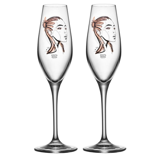 Set 2 pahare pentru sampanie, 240 ml, Forever yours, All About You by Sara Woodrow - KOSTA BODA