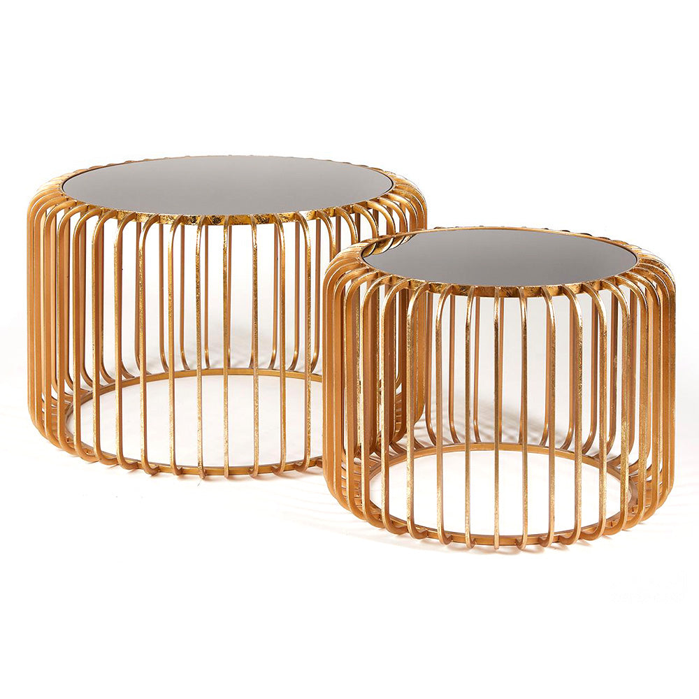 Set 2 masute decorative metalice aurii, 84/66 cm, Righe - SIMONA'S COLLECTION Set 2 masute decorative metalice aurii, 84/66 cm, Righe - SIMONA'S COLLECTION