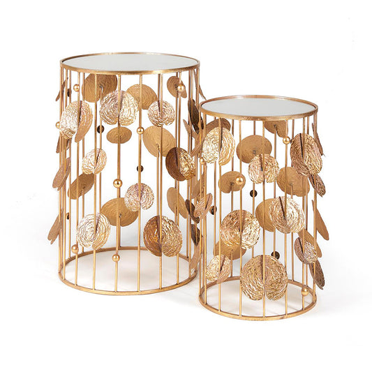 Set 2 masute decorative metalice aurii, 71/61 cm, Ninfea - SIMONA'S COLLECTION