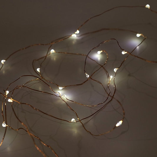 Instalatie cu 100 leduri - lumina alba, cu baterie, cupru - SIMONA'S Christmas