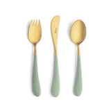 Set tacamuri pentru copii, placate cu aur, 3 piese, Menta-Auriu, Alice - CUTIPOL Set tacamuri pentru copii, placate cu aur, 3 piese, Menta-Auriu, Alice - CUTIPOL