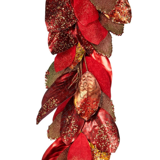 Ghirlanda cu frunze de magnolie, rosu/verde, 152 cm - SIMONA'S Christmas