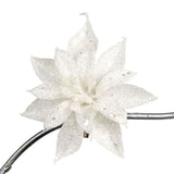 Floare decorativa Craciunita Sclipici, alb, 8 cm - SIMONA'S Christmas Floare decorativa Craciunita Sclipici, alb, 8 cm - SIMONA'S Christmas