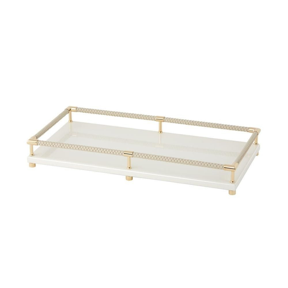 Tava decorativa lacuita Vanity, ivoar/auriu, 32 cm - RIVIERE Tava decorativa lacuita Vanity, ivoar/auriu, 32 cm - RIVIERE