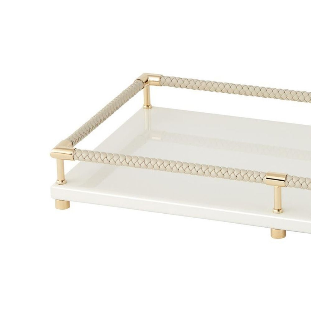Tava decorativa lacuita Vanity, ivoar/auriu, 32 cm - RIVIERE Tava decorativa lacuita Vanity, ivoar/auriu, 32 cm - RIVIERE