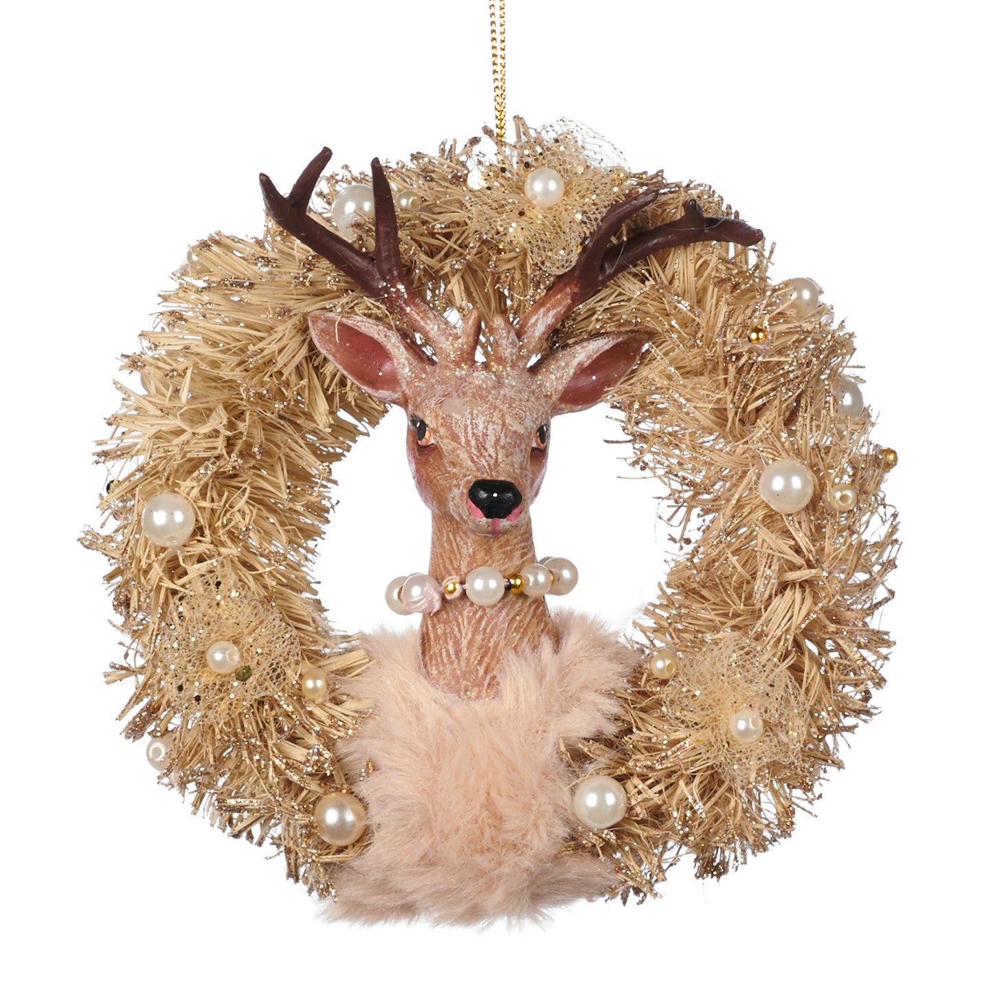 Ornament Coronita Cerb, crem, 13 cm - SIMONA'S Christmas Ornament Coronita Cerb, crem, 13 cm - SIMONA'S Christmas