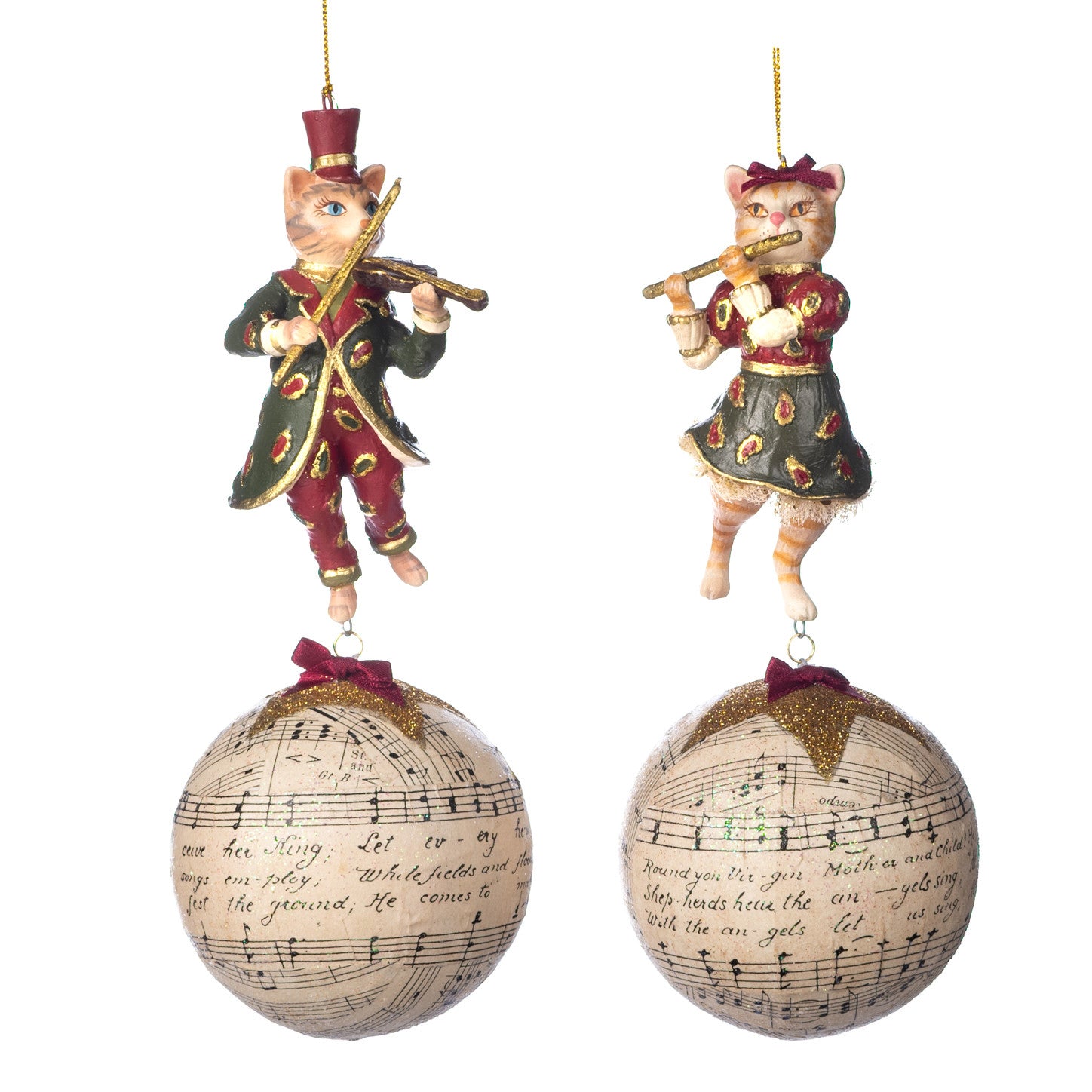 Ornament Pisica Portativ Muzical, burgundy, 13 cm - SIMONA'S Christmas Ornament Pisica Portativ Muzical, burgundy, 13 cm - SIMONA'S Christmas