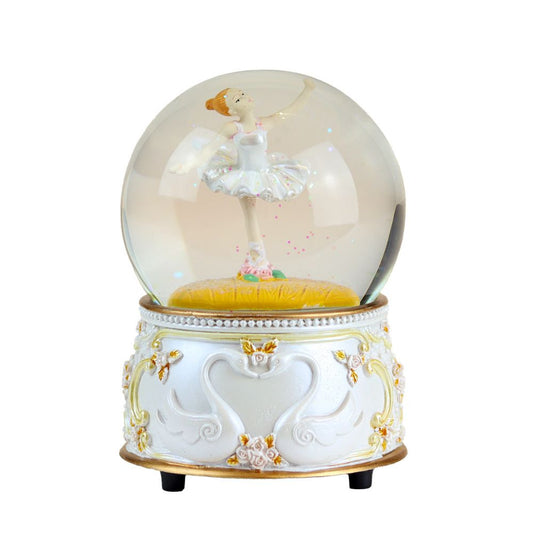 Glob de zapada muzical cu balerina, alb, 14.5 cm - SIMONA'S Christmas