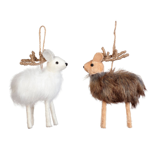 Ornament Ren imblanit, alb/maro, 17 cm - SIMONA'S Christmas