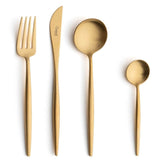 Set tacamuri placate cu aur 24 k, 24 piese, Moon Matte Gold - CUTIPOL Set tacamuri placate cu aur 24 k, 24 piese, Moon Matte Gold - CUTIPOL