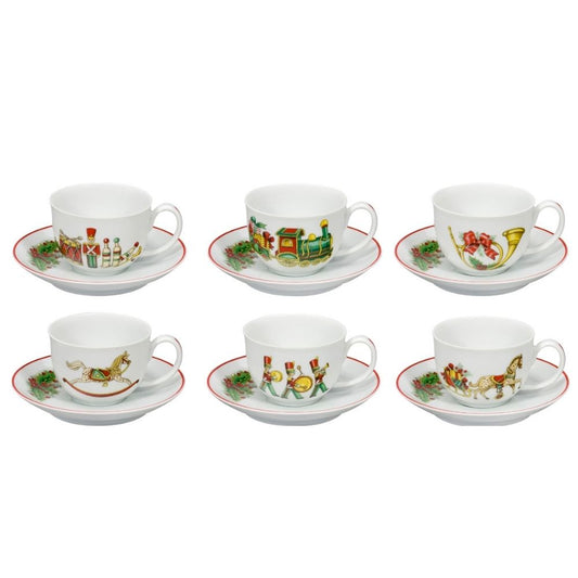 Set 6 cesti pentru ceai si farfurii, Christmas Magic - VISTA ALEGRE