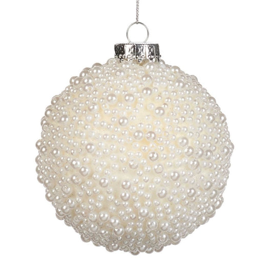 Glob cu perle, alb, 10 cm - SIMONA'S Christmas
