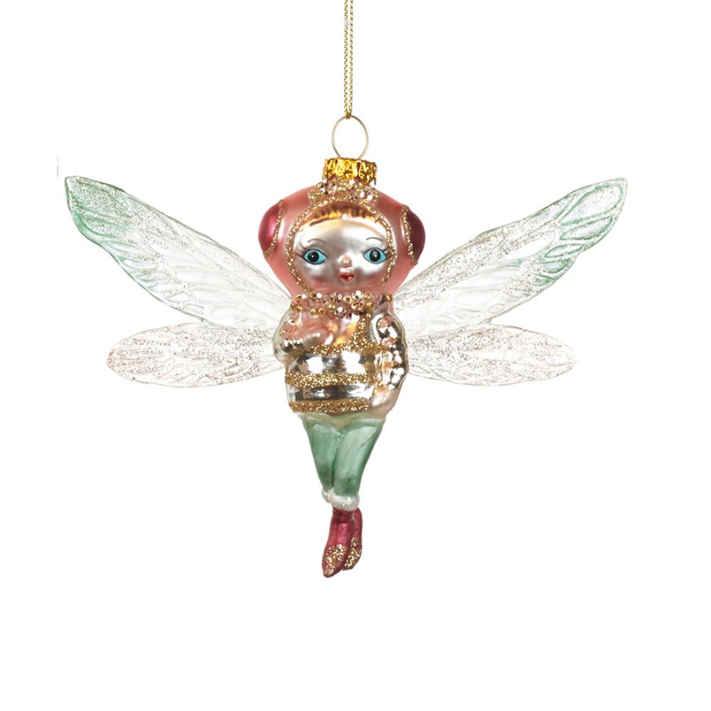 Ornament din sticla zana-libelula, roz-verde, 14 cm - SIMONA'S Christmas Ornament din sticla zana-libelula, roz-verde, 14 cm - SIMONA'S Christmas