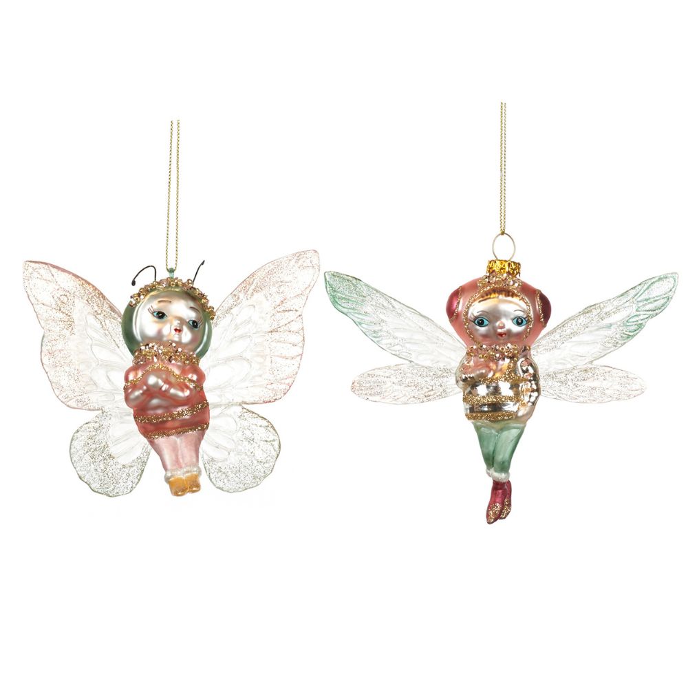 Ornament din sticla zana-libelula, roz-verde, 14 cm - SIMONA'S Christmas Ornament din sticla zana-libelula, roz-verde, 14 cm - SIMONA'S Christmas