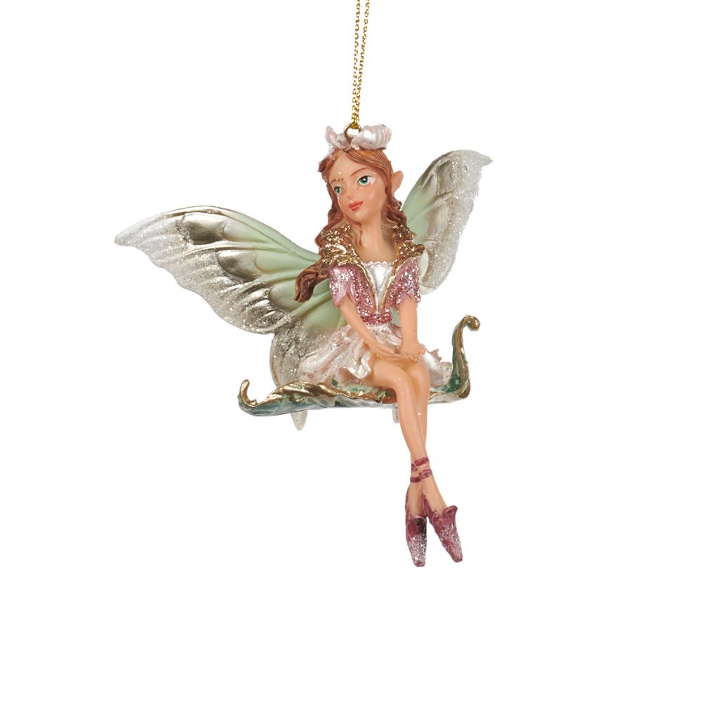 Ornament zana pe frunza/ciuperca, verde, 10 cm - SIMONA'S Christmas Ornament zana pe frunza/ciuperca, verde, 10 cm - SIMONA'S Christmas