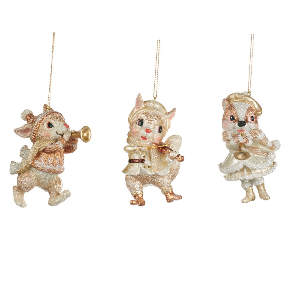 Ornament animale cu instrumente muzicale, crem, 9.5 cm - SIMONA'S Christmas Ornament animale cu instrumente muzicale, crem, 9.5 cm - SIMONA'S Christmas