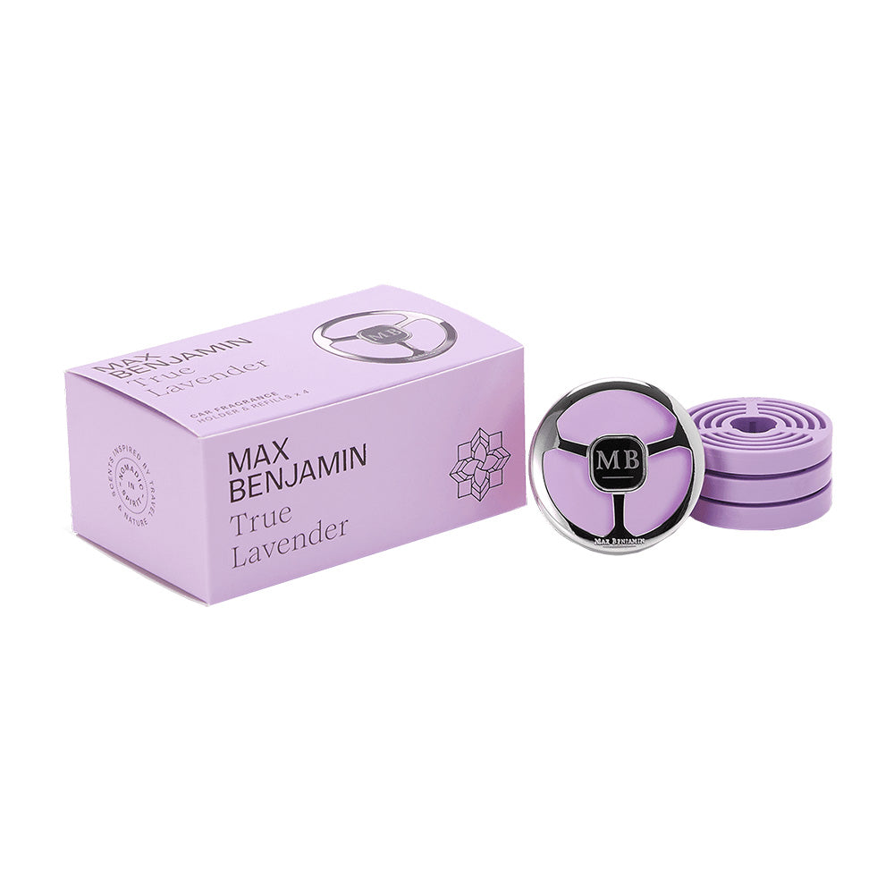 Aromatizator pentru masina cu 4 rezerve, True Lavender, Car Fragrance - MAX BENJAMIN Aromatizator pentru masina cu 4 rezerve, True Lavender, Car Fragrance - MAX BENJAMIN
