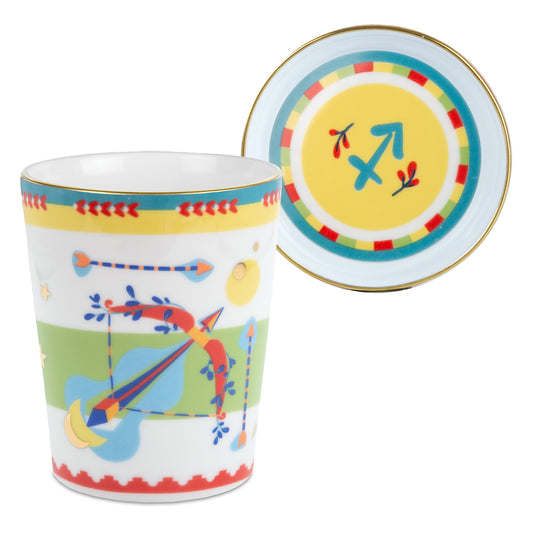 Ceasca pentru ceai si farfurie, portelan, Zodiac Vibe Sagittarius - BACI MILANO