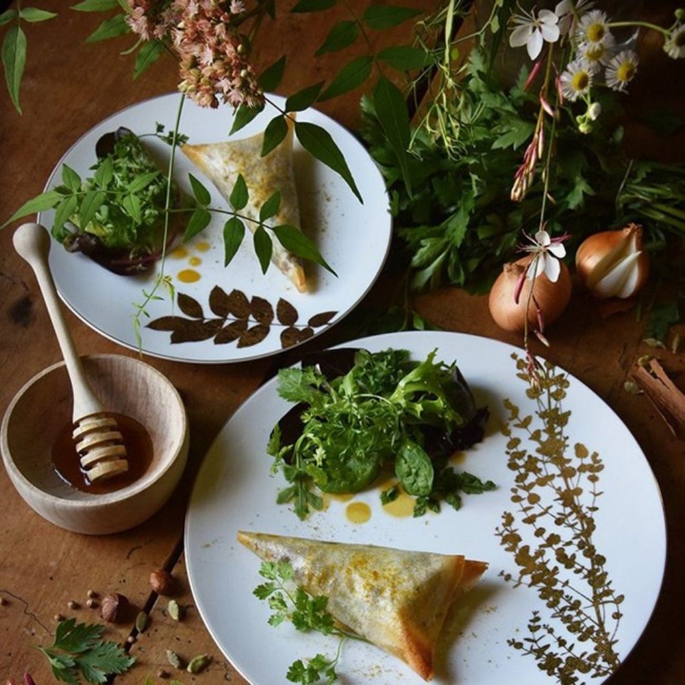 Ceasca pentru espresso si farfurie, Vegetal Gold - BERNARDAUD Ceasca pentru espresso si farfurie, Vegetal Gold - BERNARDAUD