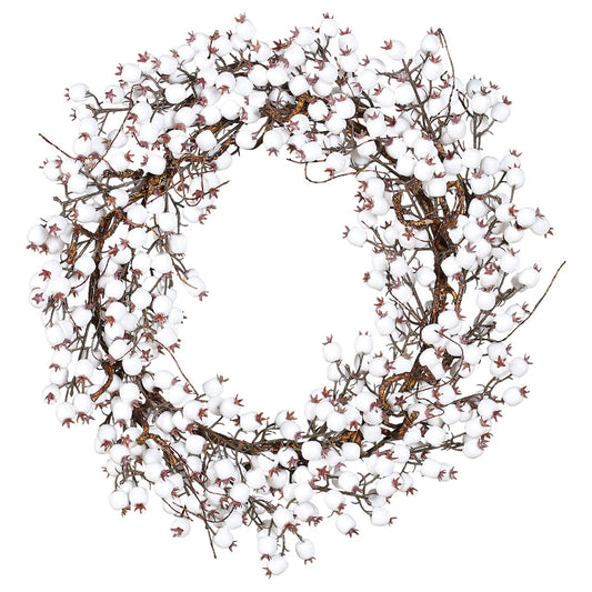 Coronita decorativa Berries Rina, alb, 60 cm - SIMONA'S CHRISTMAS