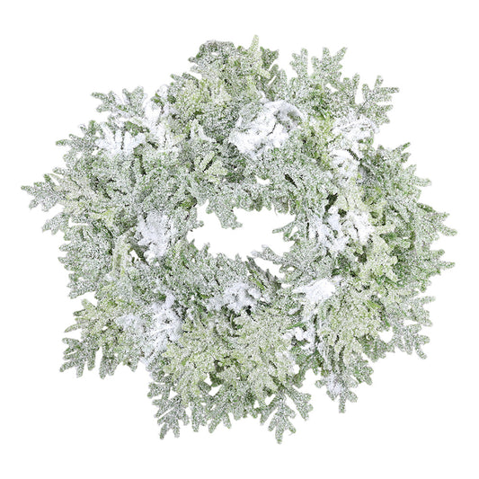 Coronita decorativa Cypress inghetat, verde, 30 cm - SIMONA'S CHRISTMAS