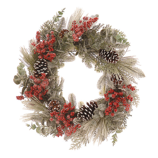 Coronita Ruairi Berries, rosu/verde, 60 cm - SIMONA'S CHRISTMAS