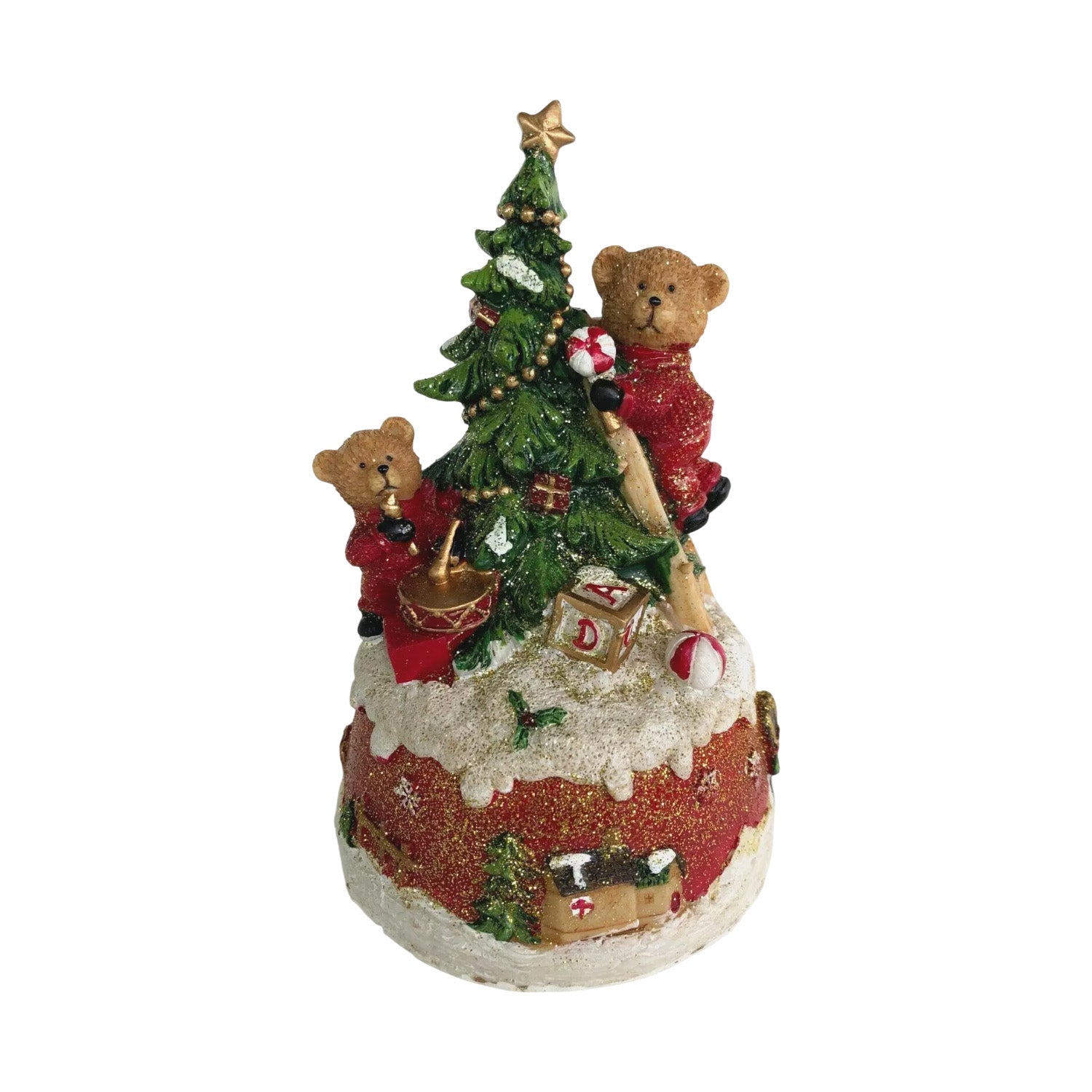 Cutie muzicala Bears decorating Christmas tree, 16 cm - SIMONA'S CHRISTMAS Cutie muzicala Bears decorating Christmas tree, 16 cm - SIMONA'S CHRISTMAS