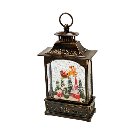 Cutie muzicala Sat cu Mos Craciun, maro, 32 cm - SIMONA'S CHRISTMAS