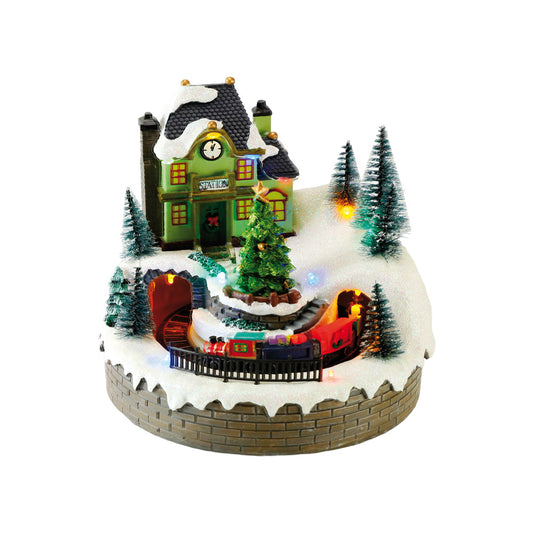 Cutie muzicala Gara pe timp de iarna, 20 cm, SIMONA'S CHRISTMAS