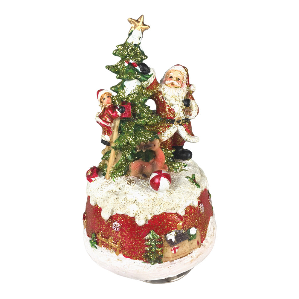 Cutie muzicala Mos cu brad, rosu, 16 cm - SIMONA'S CHRISTMAS Cutie muzicala Mos cu brad, rosu, 16 cm - SIMONA'S CHRISTMAS